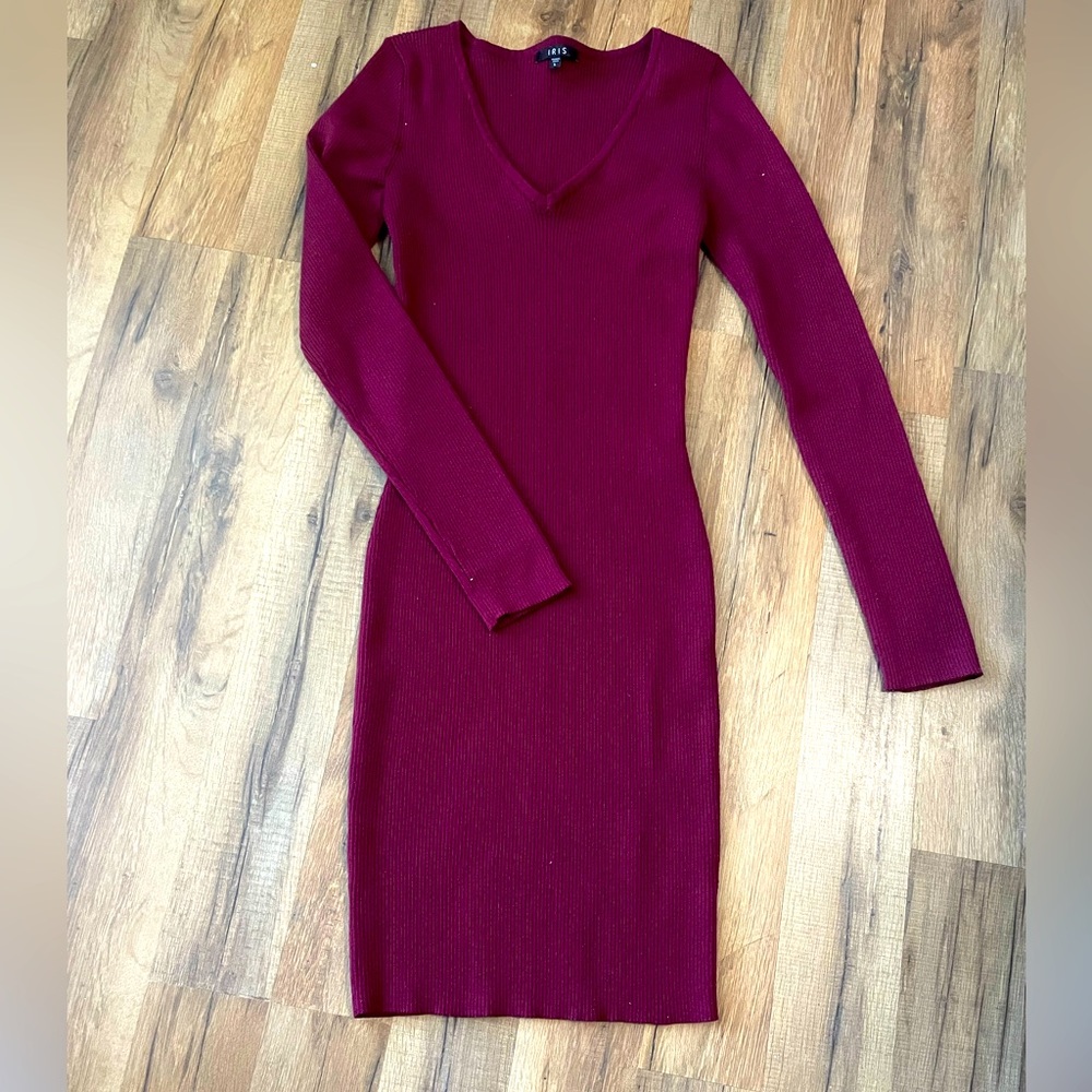 Midi Burgundy Sweater Dress L